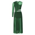 thumbnail image 4 of Alvivi Costume de Danse Lyrique pour Femmes Robe Justaucorps Fendue en Maille Transparente Danse Moderne Vert P, 4 of 7