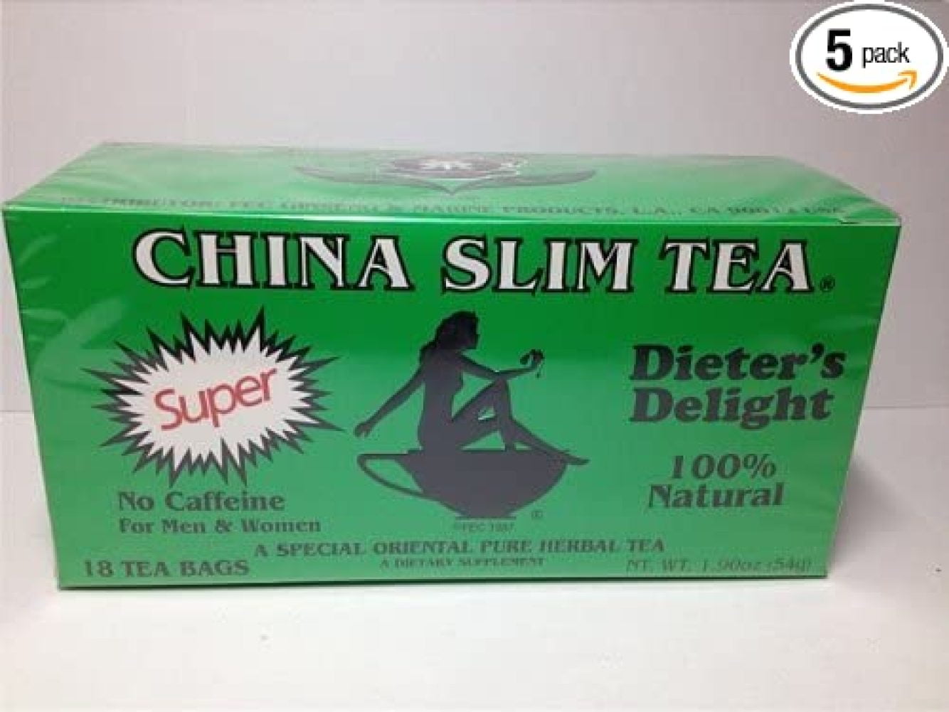 Super China Slim Tea Dieter Delight Natural 18 Tea Bags X 5 Pack