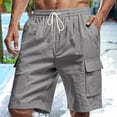 thumbnail image 3 of ZenCart Men Summer Shorts Solid Color Casual Regular Style Shorts with Elastic Belts Drawstrings Breathable Cargo Shorts, 3 of 8