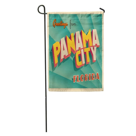 JSDART Vintage Touristic Panama City Florida Effects Can Be Easily Removed Clean Sign Garden Flag Decorative Flag House Banner 28x40 inch
