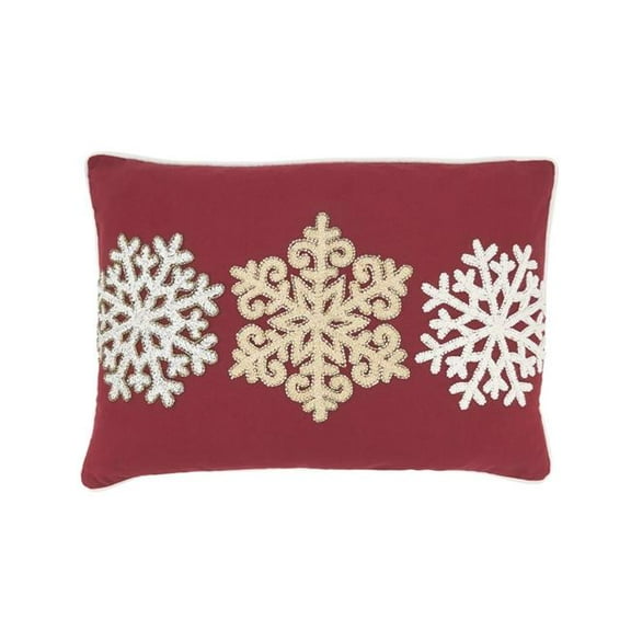 Trio Snowflake Embroidered Throw Pillow Cover