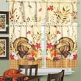 thumbnail image 3 of Thanksgiving Kitchen Curtains and Valance Set of 3, Rustic Turkey Pumpkin Kitchen Window Tier Curtains Farmhouse Window Valances Rod Pocket Panels for Thanksgiving Home Decor, 3 of 6