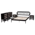 thumbnail image 2 of Baxton Studio Florica Art Deco Black Wood Queen 5-Piece Bedroom Set, 2 of 6