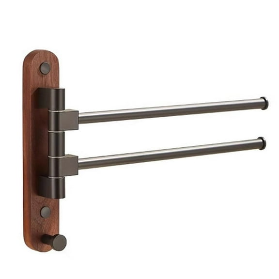 Sleek Wooden Wall Mount Towel Rack With Rotating Arms For Easy Access To Towels