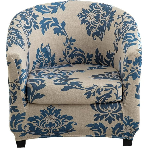 CHUNTIAN 2 Pieces Club Chair Slipcover Stretch Waterproof Tub Chair Slipcover Armchair Covers Sofa Cover Removable Round Barrel Chair Covers Couch Furniture Protector Cover for Living Room, A43
