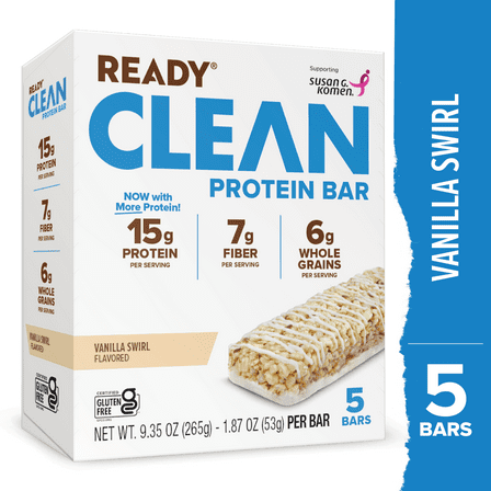 Ready Clean Protein Bar, Vanilla Swirl, 5 Count Box Protein Bar