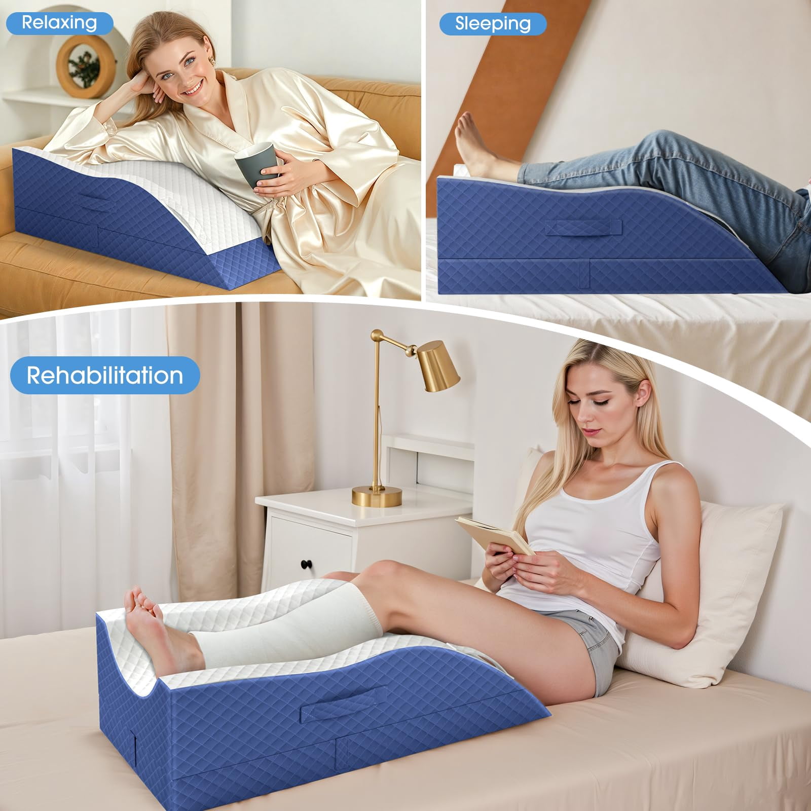 Elevation Pillows For Leg After  Memory Foam Adjustable Wedge Pillow Injury Or Rest Ankle Sleeping Blue