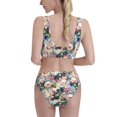 thumbnail image 3 of Vsdgher Womens High Waisted Bikini Sets Two Piece Swimsuit Rose Flowers Print Tummy Control Bathing Suit-X-Large, 3 of 8