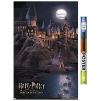 Harry Potter and the Sorcerer's Stone - Hogwarts at Night Wall Poster, 22.375" x 34"