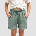 thumbnail image 2 of Gubotare Girls Shorts Ruffled High Waisted Casual Beach Shorts Wide Leg Loose Drawstring Summer Clothes Size 15-16 (Green,15-16 Years), 2 of 4