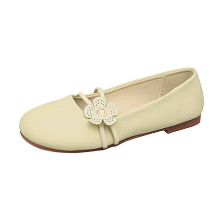 

Women Loafers Ladies Fashion Solid Color Leather Surface Flower Comfort Flat Casual Shoes