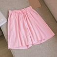 thumbnail image 3 of Lounge Shorts Summer Fashion Casual Shorts Solid Color Cotton Linen Breathable Loose Medium Pants Women's Lounge Pants Pink M, 3 of 3