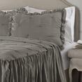 thumbnail image 4 of Lush Decor Ravello Pintuck Ruffle Skirt Bedspread Dark Gray Shabby Chic Farmhouse Style Lightweight 3 Piece Set King, 4 of 4