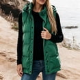 thumbnail image 2 of Womens Puffer Vests Hooded Sleeveless Quilted Zip Up Jacket with Snap Button Front and Pockets Cotton Solid Color Warm Outerwear for Outdoor Activities, 2 of 5