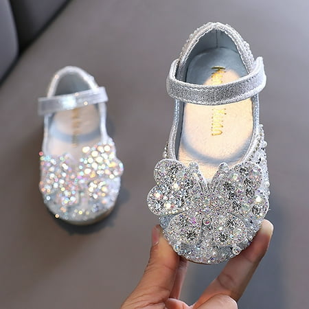 

kpoplk Kids Sandals Girls Sandals Baby Bling Kids Shoes Princess Shoes Pearl Sandals For Women Dressy Summer(Silver)