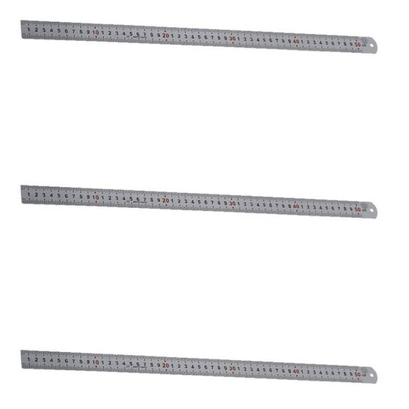 3X Double Side Scale Stainless Steel Straight Ruler Measuring Tool 50cm