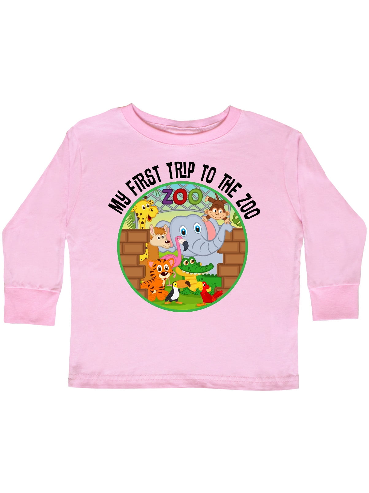 Inktastic First Trip to the Zoo Toddler Long Sleeve TShirt Unisex Pink 3T
