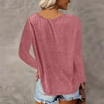 thumbnail image 3 of VIWORLD Women's 4-Pack V-Neck Long Sleeve Blouses Dressy Casual Tops Soft Loose Fit Tees for Work Weekend Fuchsia Gray White Black，XL, 3 of 10