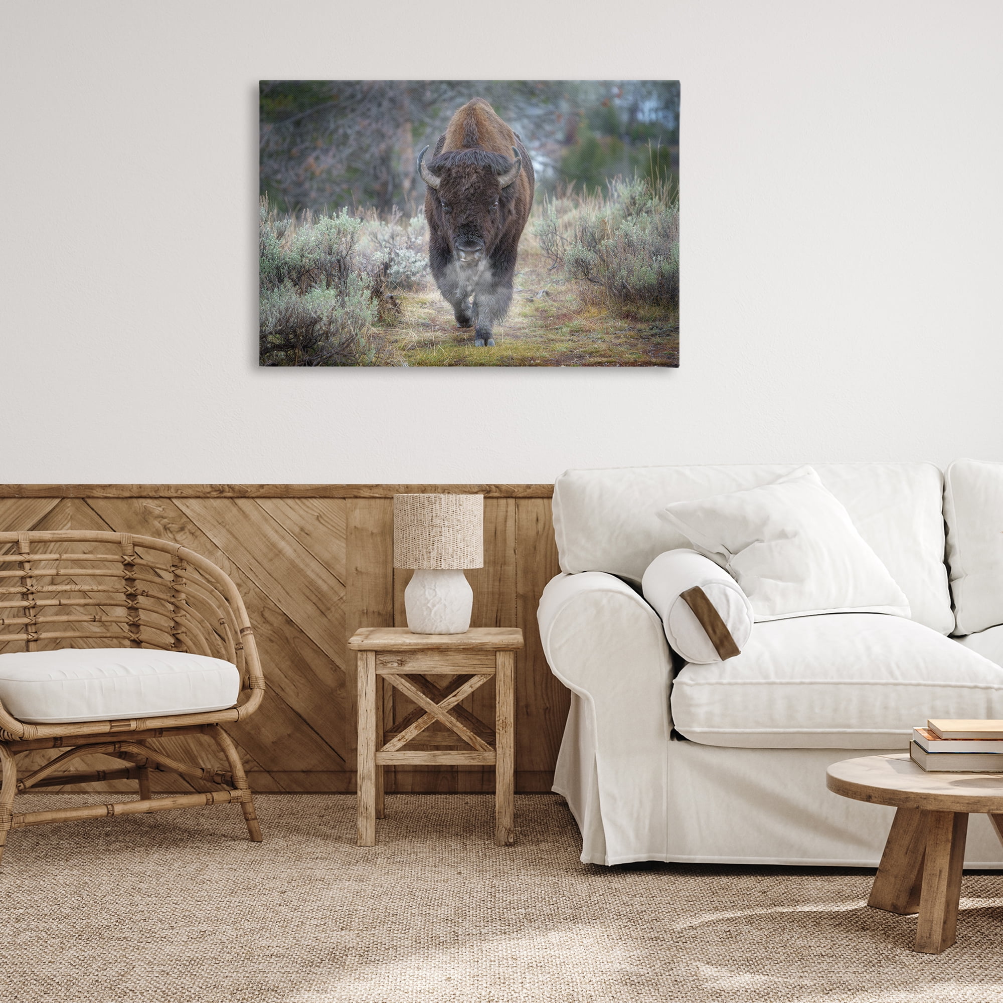 Stupell Industries Bison Stepping Photography Animals Photography Wrapped Canvas Art Print Wall Art, 36 x 24