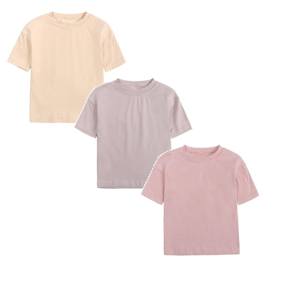 LUOGENLI 3 Pack T Shirts Cute Summer Tops for Girls 9-10 Toddler Kids Baby Boys Girls Solid Basic Short Sleeve Crewneck T Shirts Tops Tee Clothes for Children Shirts for Girls 12-14 120