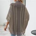 thumbnail image 5 of BSDJILFG Plus Size Swim Cover Up for Women Striped Print Tassel Round Hem Half Sleeve Loose Fit Cardigan Shawls, 5 of 7
