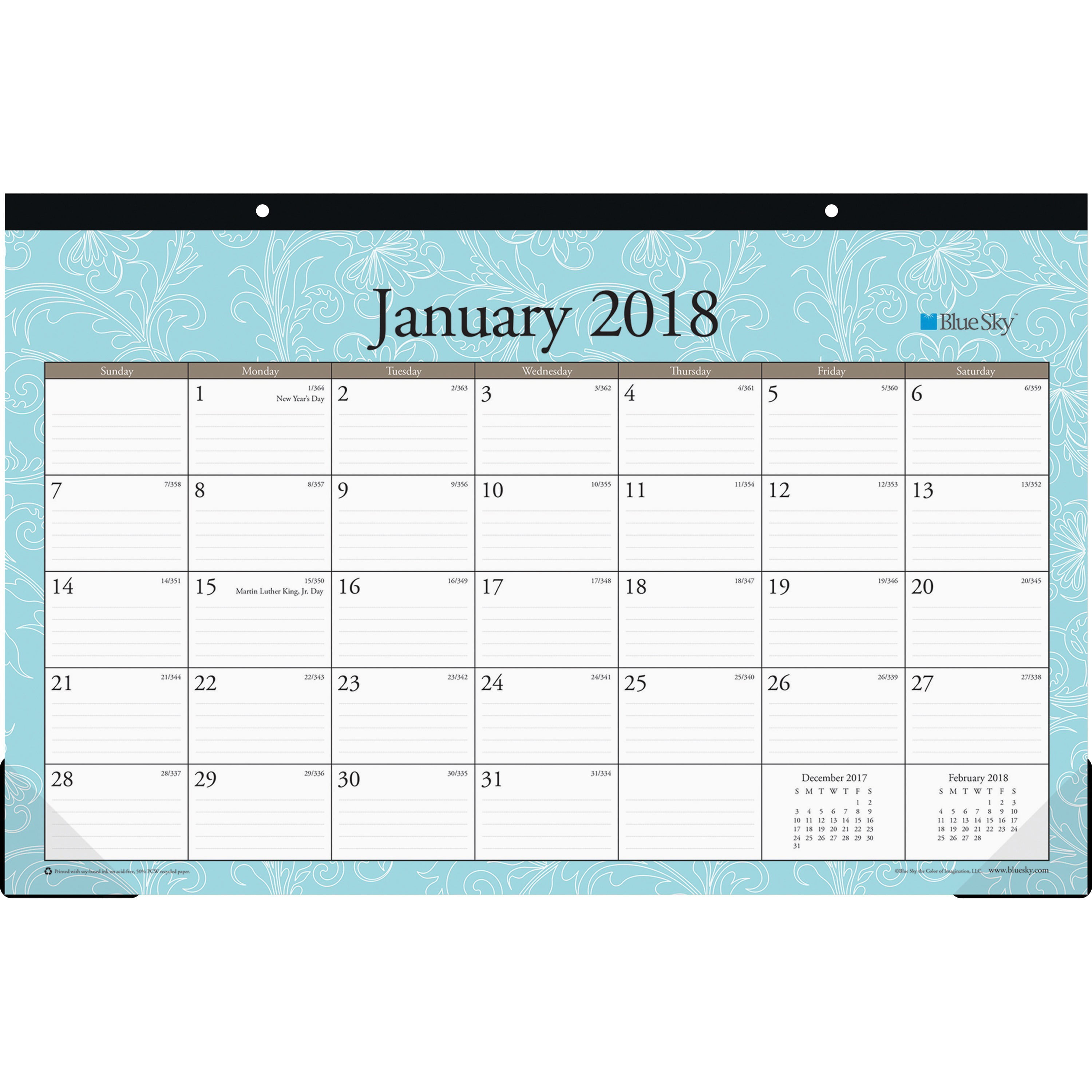 Blue Sky, BLS101552, Knightsbridge Monthly Desk Pad Calendar, 1 Each