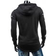 thumbnail image 5 of JLFKNG Men's Jacket Fashion Patchwork Leather Jacket Long Sleeve Zipper Up Hooded Jackets With Pockets Mid Length Cool Clothes For Men, 5 of 6