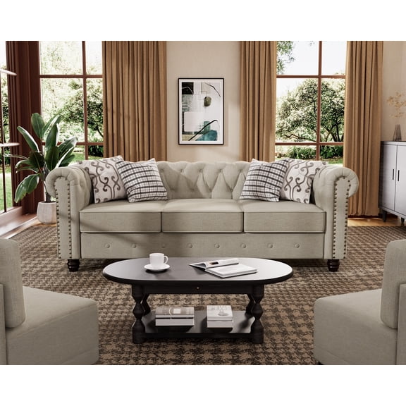 Morden Fort Sofa for Living Room Furniture Sets with Tufted Button Beige
