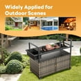 thumbnail image 5 of Planntonneo Wicker Outdoor Bar Cart Table Patio Console Storage Cabinet BBQ Grill Carts Buffet with Wheels, Grey, 5 of 9