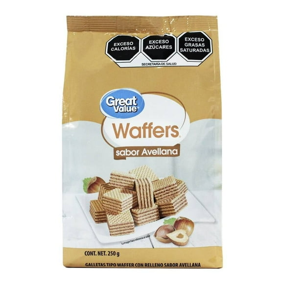 Galletas tipo waffer Great value Avellana 250 gr