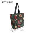 thumbnail image 4 of Open Top Canvas Tote Bag with Zipper Reusable Shopping Bag 13.5x15" Roomy Carryall Christmas Theme Icon, 4 of 9