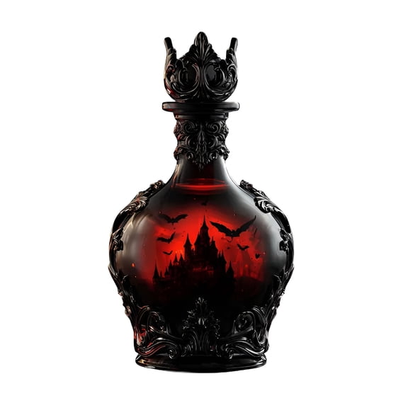 ACDANC Halloween Decorations For Home Gothic Style Decorative Glass Bottle with Red Black Castle Design,Vintage Halloween Potion Jar,Unique Home Bar Decor