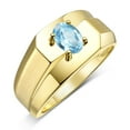 thumbnail image 4 of RYLOS Men's Rings 14K Yellow Gold Ring Classic Solitaire 7X5MM Oval Shape Gemstone Designer Band Blue Topaz December Birthstone Rings For Men Size 10, 4 of 5