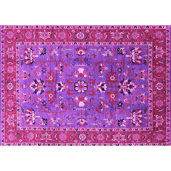 Ahgly Company Indoor Rectangle Oriental Pink Industrial Area Rugs, 2' x 4'