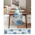thumbnail image 3 of Table Runner Dresser Scarves 120 Inch Long, Watercolor Blue Hydrangea Flower Linen Dining Table Runners Spring Eucalyptus Leaves on White Tabletop Scarf for Wedding Holiday Party Kitchen, 3 of 7