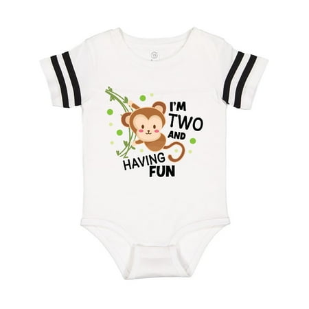 

Inktastic I m Two and Having Fun with Monkey Gift Baby Boy or Baby Girl Bodysuit