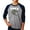 Grey / Navy, variant on Boy's Raglan Baseball Word Art T-shirt - T-Rex Head