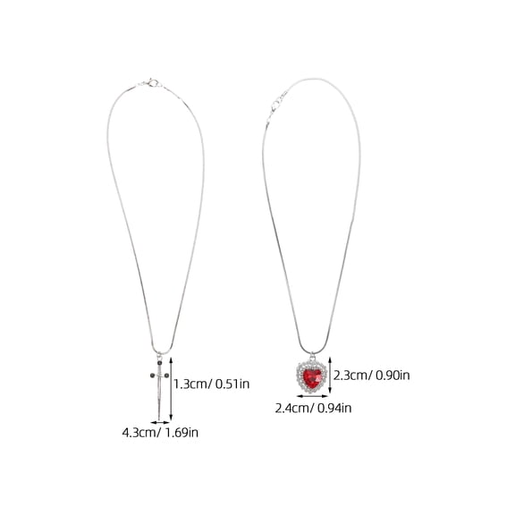Milisten Couples Valentine's Day Necklace Set with and Pendants, 2 Pieces Rhinestone Jewelry