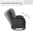 thumbnail image 5 of Gymojoy 5-Piece Patio Furniture Set with Rectangular Fire Pit Table, Swivel Rocking Chairs, Outdoor High Back Wicker Rattan Conversation Set with 4-inch Gray Cushions, 5 of 16