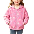 thumbnail image 2 of Zpanxa Girls Winter Coats Girls Rainbow Floral Print Fleece Lined Hooded Windbreaker Kids Lightweight Warm Transition Jacket, 2 of 9