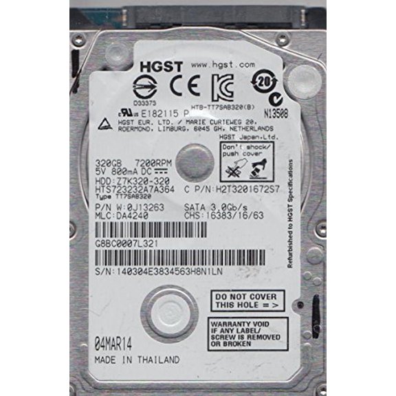 HTS723232A7A364, PN 0J13263, MLC DA4240, Hitachi 320GB SATA 2.5 Hard Drive