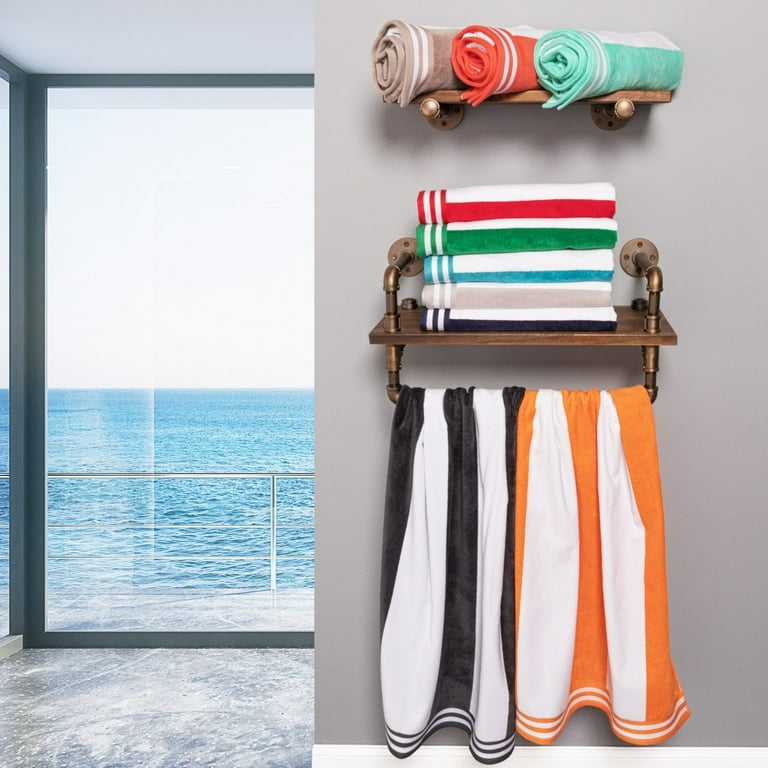 SUPERIOR Tropical Cabana Oversized Beach Towel, 35x68 Inches, Grey - Quick Dry & Soft Cotton