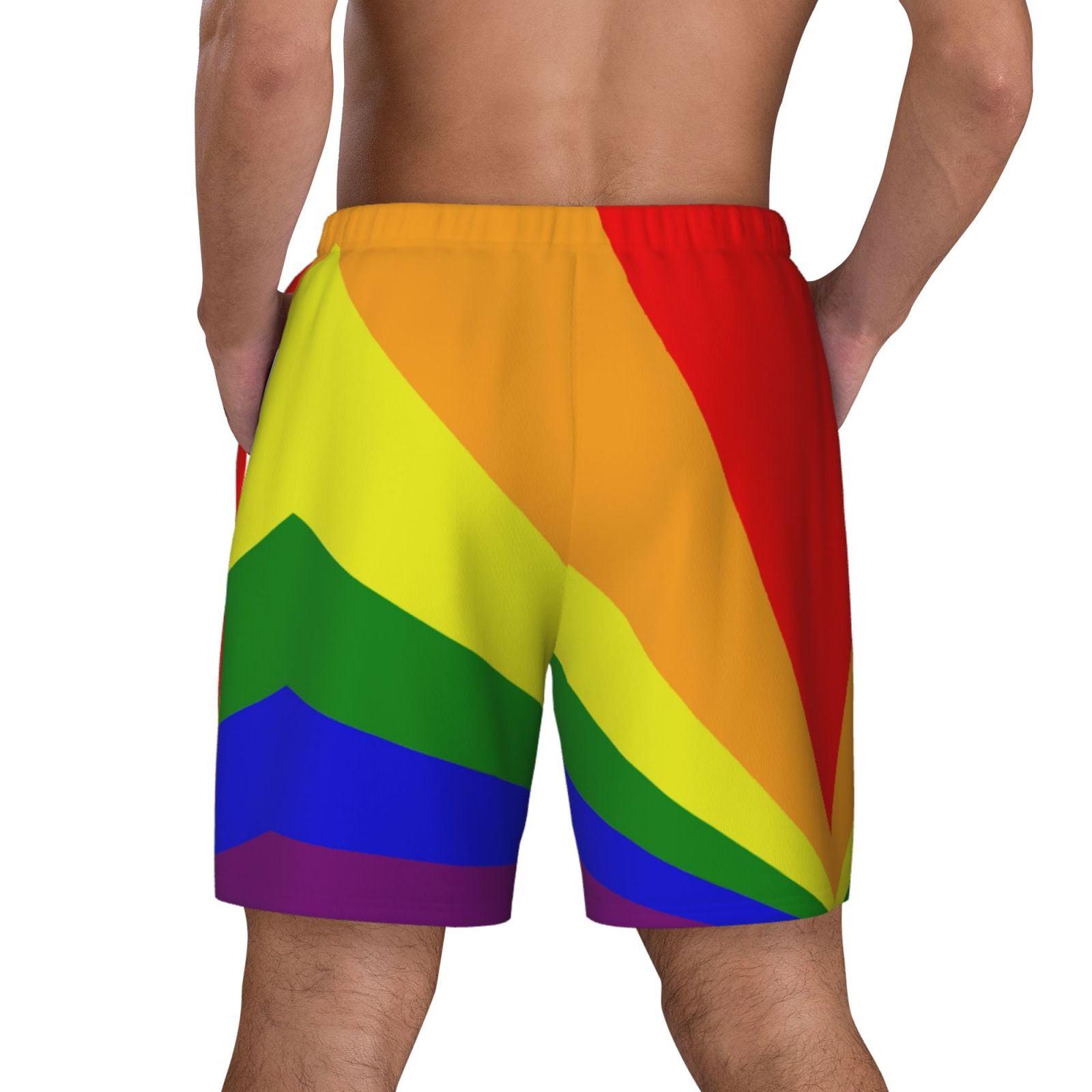 Men's Lgbt Pride Rainbow Flag Swim Trunks with Compression Liner Bathing Suit Swimwear