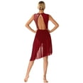 thumbnail image 2 of iEFiEL Womens Lyrical Modern Dance Dress Mesh High Low Skirt Gymnastics Ballerina Dancewear Burgundy M, 2 of 7