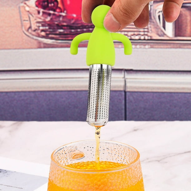 Aparatos de cocina, Accesorios de cocina, Filtro de té con forma humana, Máquina para preparar té, Vaso de té de acero inoxidable, Filtro de té, Vaso de té creativo, Infusor de té de silicona