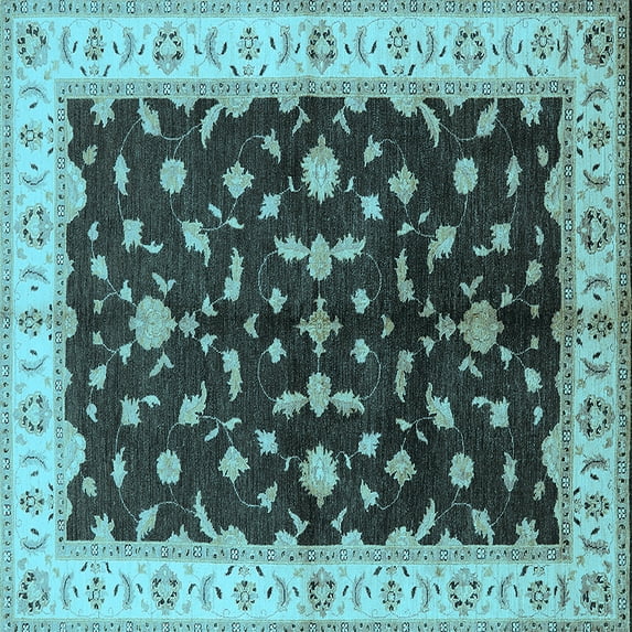 Ahgly Company Indoor Square Oriental Light Blue Traditional Area Rugs, 3' Square