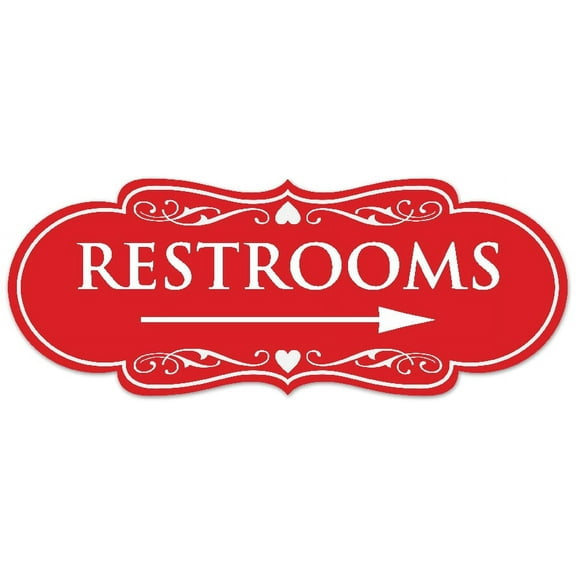 Signs ByLITA Designer Restrooms Right Arrow Sign - Easy Installation | Durable Wall or Door Sign (Red) - Large