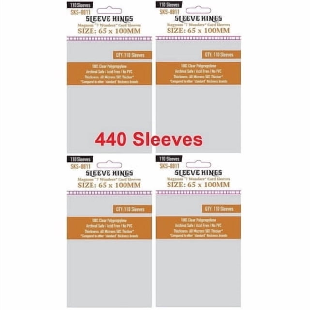 Sleeve Kings Magnum "7 Wonders" Protège-Cartes 65 X 100 mm (4X110 Pack 440 Protège-Cartes)