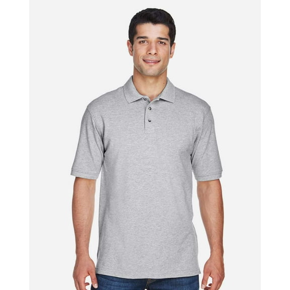 Harriton M200T Men's Tall Cotton Pique Polo-Grey Heather-3XLT