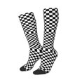 thumbnail image 2 of Knee High Socks for Women Checkerboard Black And White Long Tube Sock Uniform Socks, 2 of 7